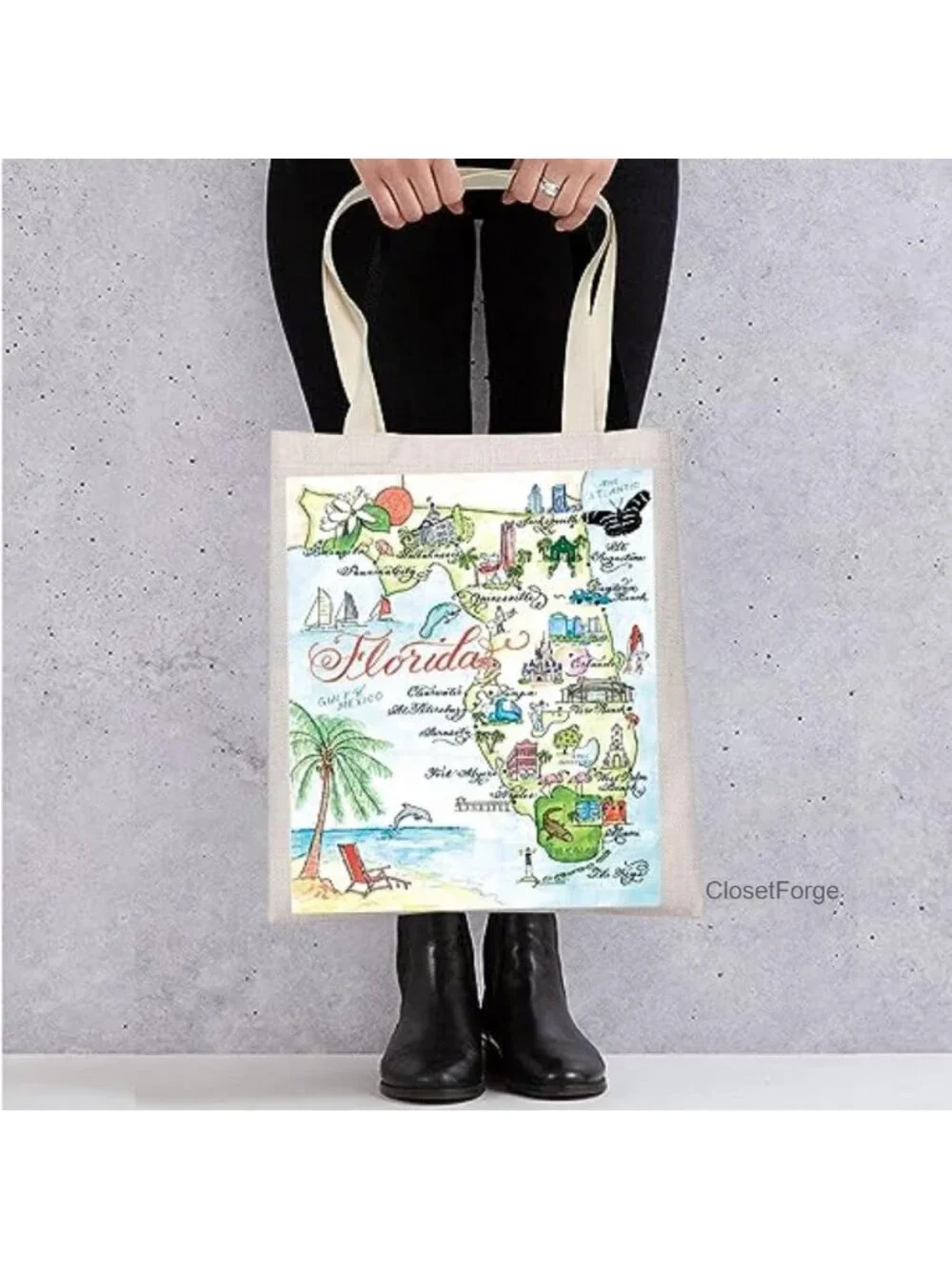 Canvas Tote Bag Waterproof Washable Large Beach Shopping Travel Gym Unisex